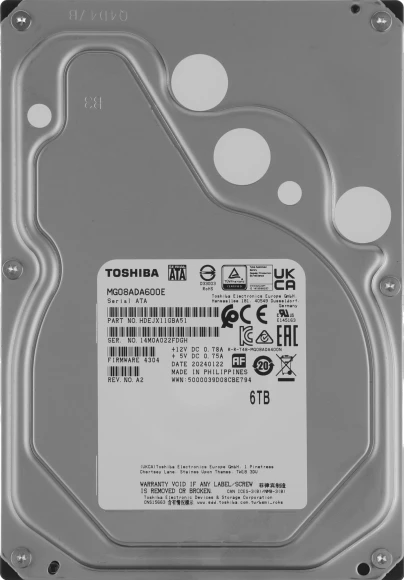 Жесткий диск Toshiba SATA-III 6TB MG08ADA600E Server Enterprise Capacity 512E (7200rpm) 256Mb 3.5"