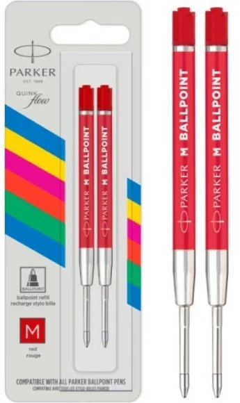 Стержень шариковый Parker QuinkFlow Basic Z09 (2166545) M 1мм красные чернила блистер (2шт)