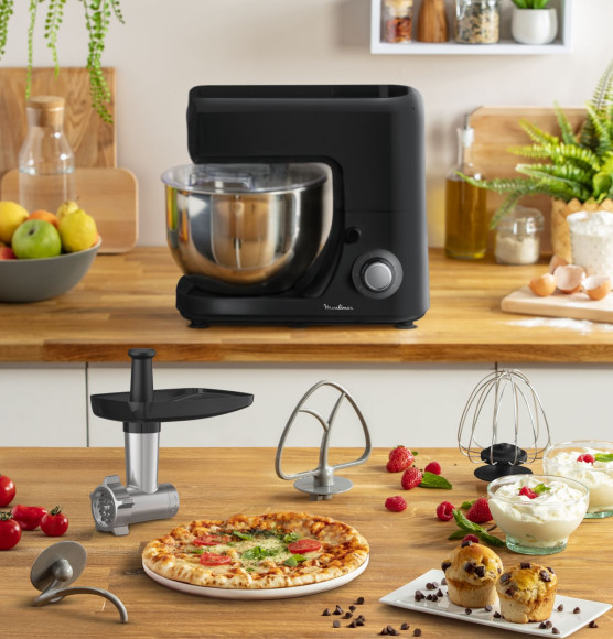 Кухонная машина Moulinex QA151810 планетар.вращ. 800Вт черный/серебристый