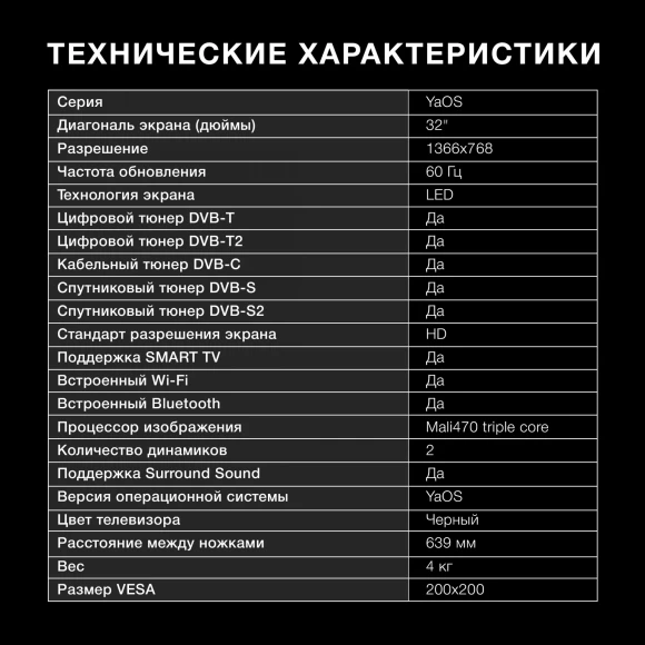 Телевизор LED Hyundai 32" H-LED32BS5003 Яндекс.ТВ Frameless черный HD 60Hz DVB-T DVB-T2 DVB-C DVB-S DVB-S2 USB WiFi Smart TV Телевизор LED Hyundai 32" H-LED32BS5003 Яндекс.ТВ Frameless черный HD 60Hz DVB-T DVB-T2 DVB-C DVB-S DVB-S2 USB WiFi Smart TV