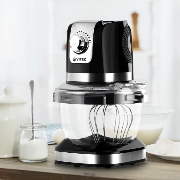 Кухонная машина Vitek VT-1434 планетар.вращ. 1000Вт черный/стальной Кухонная машина Vitek VT-1434 планетар.вращ. 1000Вт черный/стальной
