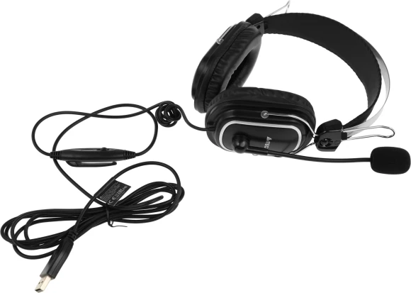 Наушники с микрофоном A4Tech HU-50 черный 2м накладные USB оголовье Наушники с микрофоном A4Tech HU-50 черный 2м накладные USB оголовье
