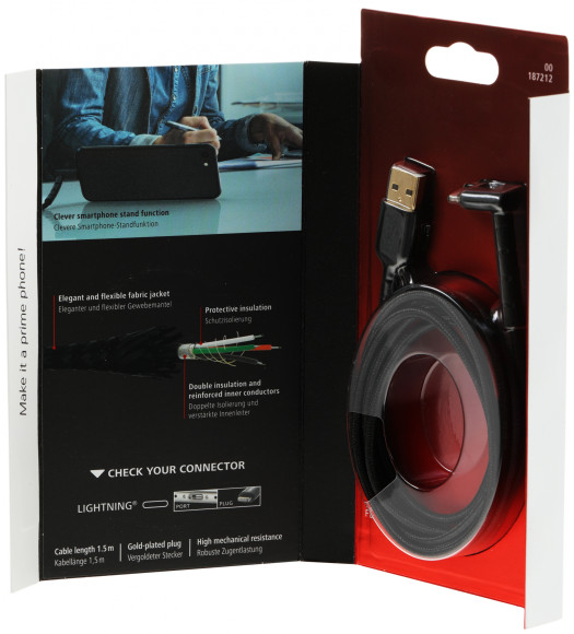 Кабель Hama 00187212 USB (m)-Lightning (m) 1.5м черный