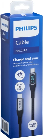 Кабель Philips DLC9060 USB Type-C (m)-USB Type-C (m) 1.2м черный коробка (упак.:1шт)