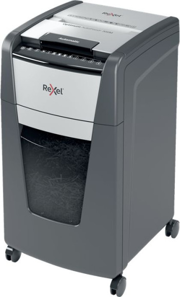Шредер Rexel Optimum AutoFeed 150M черный с автоподачей (секр.P-5) фрагменты 150лист. 44лтр. скрепки скобы пл.карты