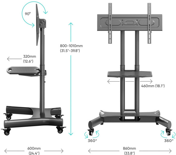 Стойка для телевизора Onkron TS1350 черный 32"-70" макс.45кг напольный мобильный