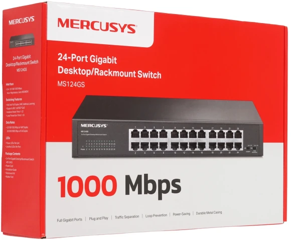 Коммутатор Mercusys MS124GS (L2) 24x1Гбит/с неуправляемый