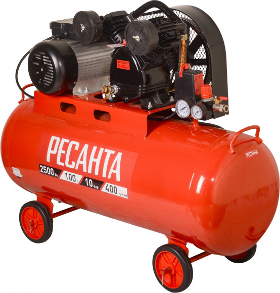 Компрессор поршневой Ресанта КП-100/400Р масляный 400л/мин 100л 2500Вт красный/черный