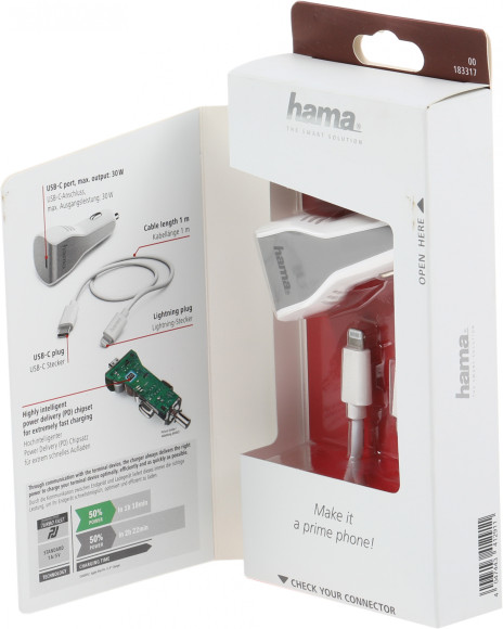 Автомобильное зар./устр. Hama H-183317 30W 3A (PD) USB Type-C для Apple белый (00183317) Автомобильное зар./устр. Hama H-183317 30W 3A (PD) USB Type-C для Apple белый (00183317)