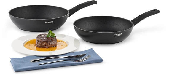 Сковорода Rondell Buffalo RDA-1481 круглая 24см покрытие: Xylan Plus ручка несъемная (без крышки) черный