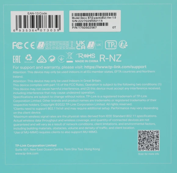 Бесшовный Mesh роутер TP-Link Deco S7(2-pack) AC1900 10/100/1000BASE-TX белый (упак.:2шт)