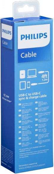 Кабель Philips DLC8701 USB Type-C (m)-USB Type-C (m) 1.2м черный коробка (упак.:1шт) Кабель Philips DLC8701 USB Type-C (m)-USB Type-C (m) 1.2м черный коробка (упак.:1шт)