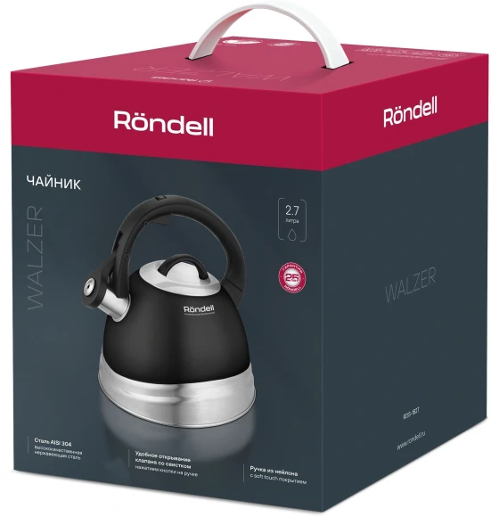 Чайник металлический Rondell Walzer RDS-1827 2.7л. черный Чайник металлический Rondell Walzer RDS-1827 2.7л. черный