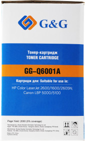 Картридж лазерный G&G GG-Q6001A голубой (2000стр.) для HP CLJ 1600/2600/2605N, LBP 5000/5100 Canon Картридж лазерный G&G GG-Q6001A голубой (2000стр.) для HP CLJ 1600/2600/2605N, LBP 5000/5100 Canon