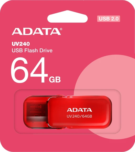 Флеш Диск A-Data 64GB UV240 AUV240-64G-RRD USB2.0 красный Флеш Диск A-Data 64GB UV240 AUV240-64G-RRD USB2.0 красный