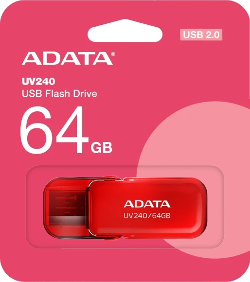 Флеш Диск A-Data 64GB UV240 AUV240-64G-RRD USB2.0 красный Флеш Диск A-Data 64GB UV240 AUV240-64G-RRD USB2.0 красный
