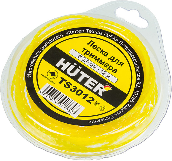 Леска для садовых триммеров Huter TS3012 d=3мм L=12м для Huter GGT-1900S(T) (71/2/3)