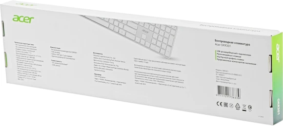Клавиатура Acer OKR301 белый/серебристый USB беспроводная BT/Radio slim Multimedia (ZL.KBDEE.015) Клавиатура Acer OKR301 белый/серебристый USB беспроводная BT/Radio slim Multimedia (ZL.KBDEE.015)