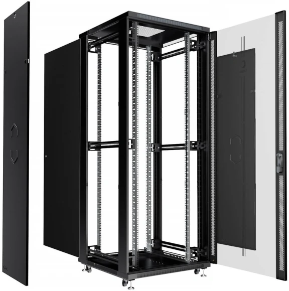 Шкаф серверный Cabeus (ND-05C-47U80/100-BK) напольный 47U 800x1000мм пер.дв.перфор. задн.дв.перфор. 800кг черный 900мм 136кг 220град. 2277мм IP20 сталь Шкаф серверный Cabeus (ND-05C-47U80/100-BK) напольный 47U 800x1000мм пер.дв.перфор. задн.дв.перфор. 800кг черный 900мм 136кг 220град. 2277мм IP20 сталь