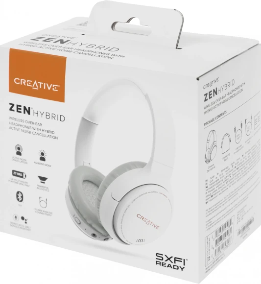 Гарнитура мониторные Creative Zen Hybrid 1.2м белый беспроводные bluetooth оголовье (51EF1010AA000)