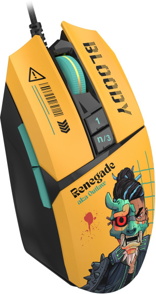 Мышь A4Tech Bloody W63 Max Renegade желтый/рисунок оптическая 12000dpi USB (W63 MAX)