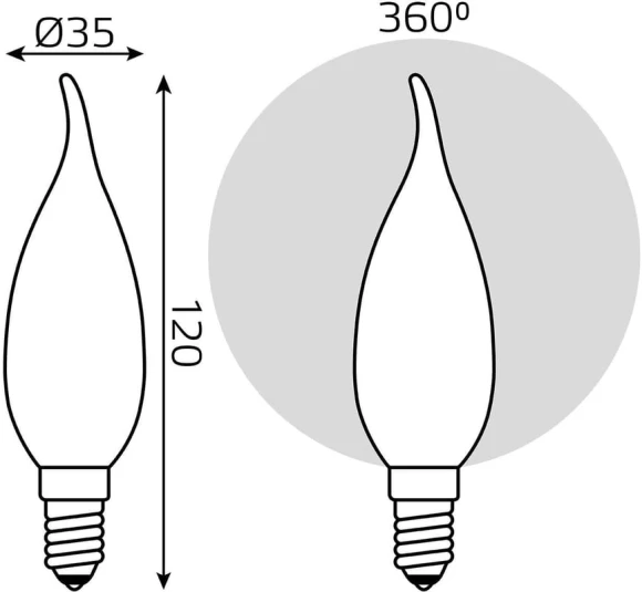 Лампа светодиодная Gauss Filament 104201209 9Вт цок.:E14 (упак.:1шт)