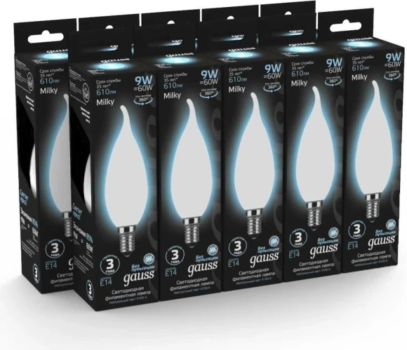 Лампа светодиодная Gauss Filament 104201209 9Вт цок.:E14 (упак.:1шт)