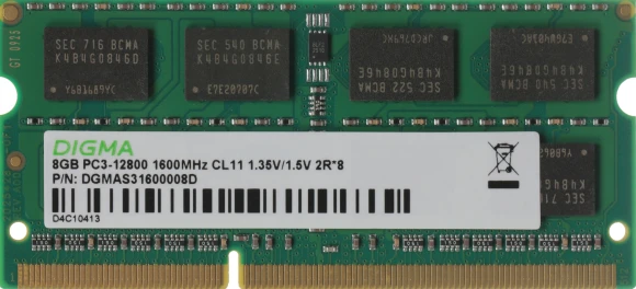Память DDR3 8GB 1600MHz Digma DGMAS31600008D RTL PC3-12800 CL11 SO-DIMM 204-pin 1.35В dual rank Ret Память DDR3 8GB 1600MHz Digma DGMAS31600008D RTL PC3-12800 CL11 SO-DIMM 204-pin 1.35В dual rank Ret