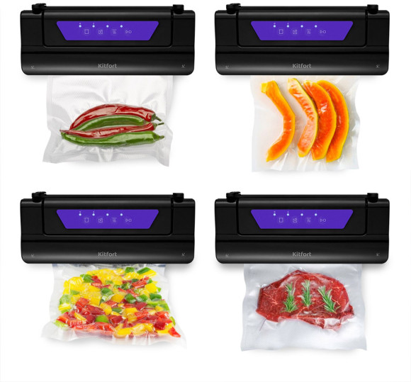 Вакуумный упаковщик Kitfort КТ-1528-1 110Вт черный/фиолетовый Вакуумный упаковщик Kitfort КТ-1528-1 110Вт черный/фиолетовый