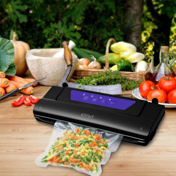 Вакуумный упаковщик Kitfort КТ-1528-1 110Вт черный/фиолетовый Вакуумный упаковщик Kitfort КТ-1528-1 110Вт черный/фиолетовый