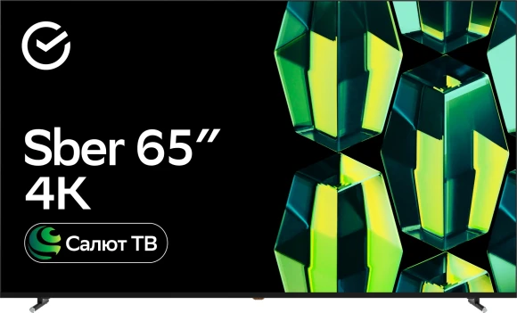 Телевизор LED Sber 65" SDX-65U4121 Салют ТВ черный 4K Ultra HD 60Hz DVB-T DVB-T2 DVB-C USB WiFi Smart TV