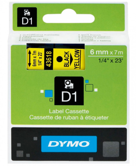 Картридж ленточный Dymo D1 S0720790 черный на желтом 6x7 черный/желтый для Dymo