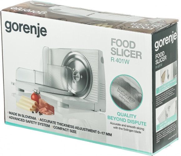 Ломтерезка Gorenje R401W 100Вт (нарезка до 17мм) белый Ломтерезка Gorenje R401W 100Вт (нарезка до 17мм) белый
