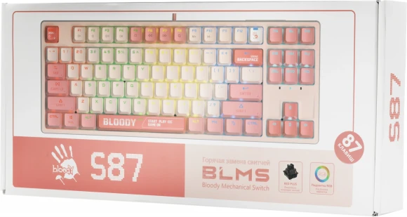 Клавиатура A4Tech S87 Energy механическая розовый USB for gamer LED (S87 USB ENERGY PINK) кабель 1.8м Клавиатура A4Tech S87 Energy механическая розовый USB for gamer LED (S87 USB ENERGY PINK) кабель 1.8м