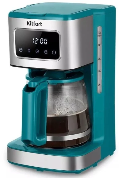 Кофеварка капельная Kitfort КТ-7251 1000Вт бирюзовый/нержавеющая сталь