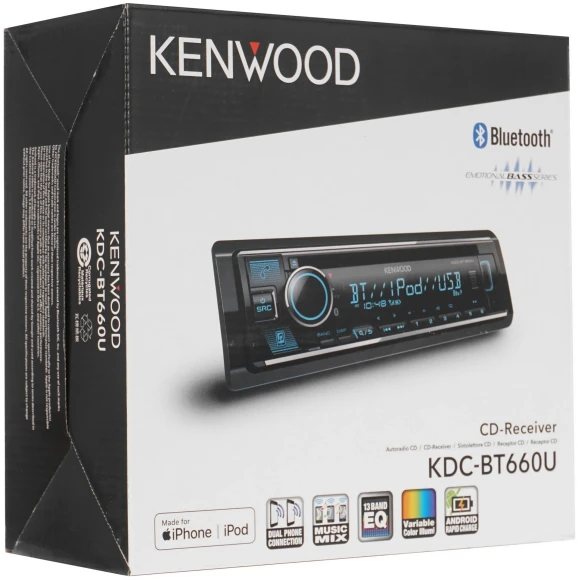 Автомагнитола Kenwood KDC-BT660U 1DIN 4x45Вт v4.2 DSP 3 RDS