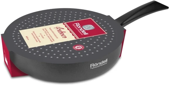 Сковорода Rondell Arabesco RDA-578 круглая 26см покрытие: Xylan Plus ручка несъемная (с крышкой) серый