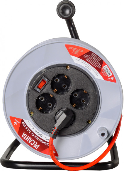 Удлинитель силовой Ресанта СУ-3х1,5-30/2 (61/118/6) 2x1.0кв.мм 4розет. 40м ПВС катушка серый