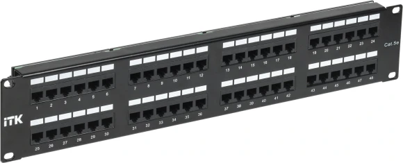 Патч-панель ITK PP48-2UC5EU-D05 19" 2U 48xRJ45 кат.5e UTP