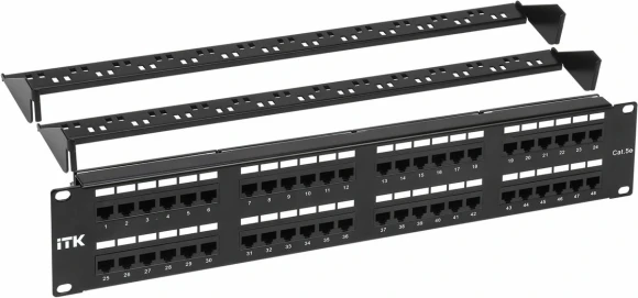 Патч-панель ITK PP48-2UC5EU-D05 19" 2U 48xRJ45 кат.5e UTP
