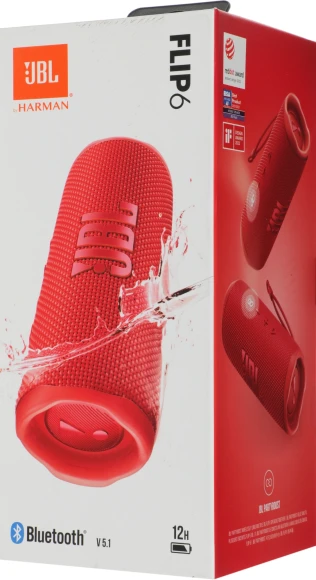 Колонка порт. JBL Flip 6 красный 30W 1.0 BT 10м 4800mAh (JBLFLIP6RED)
