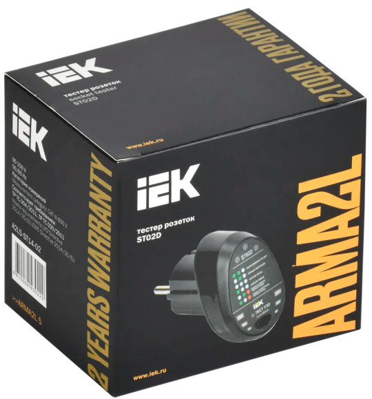 Тестер розеток IEK ARMA2L 5 ST02D черный (A2L5-ST14-02) Тестер розеток IEK ARMA2L 5 ST02D черный (A2L5-ST14-02)