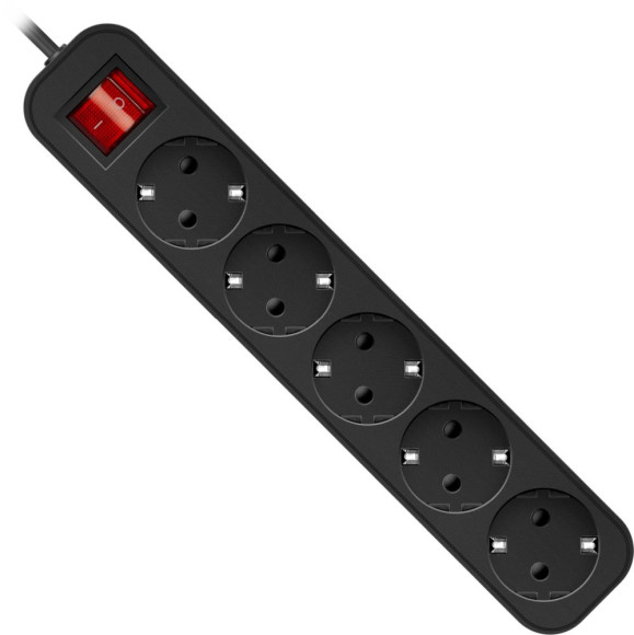 Сетевой фильтр Defender ES 5м (5 розеток) черный (коробка)