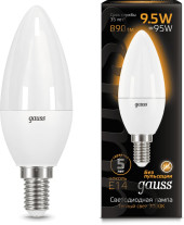 Лампа светодиодная Gauss 9.5Вт цок.:E14 свеча 220B св.свеч.бел.нейт. 35-C (упак.:1шт) (103101210)