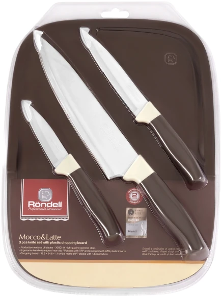 Набор ножей кухон. Rondell Mocco&Latte RD-1944 компл.:4предм. разд.дос. коричневый блистер