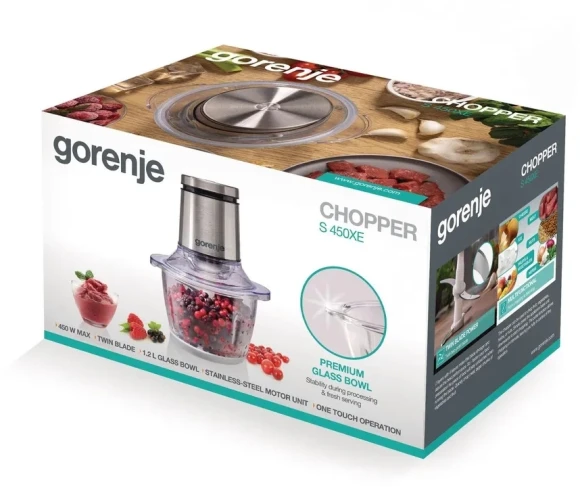 Измельчитель электрический Gorenje S450XE 1.2л. 450Вт серебристый/черный