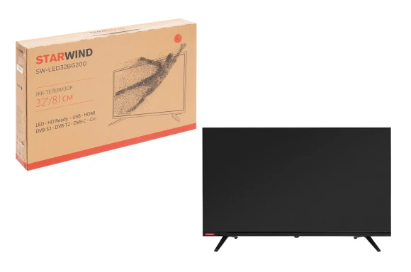 Телевизор LED Starwind 32" SW-LED32BG200 Frameless черный/черный HD 60Hz DVB-T DVB-T2 DVB-C DVB-S DVB-S2 USB