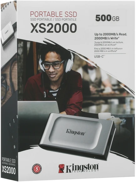 Накопитель SSD Kingston USB3.2 Gen2x2 500GB SXS2000/500GA XS2000 серебристый Накопитель SSD Kingston USB3.2 Gen2x2 500GB SXS2000/500GA XS2000 серебристый