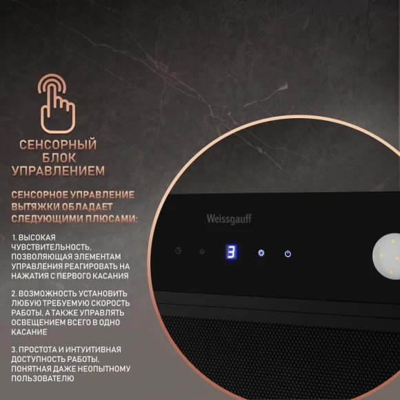Вытяжка встраиваемая Weissgauff Dubhe 600 Touch черный управление: кнопочное (1 мотор)