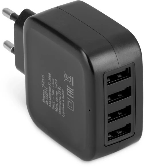 Сетевое зар./устр. Buro TJ-286B Smart 25W 5A 4xUSB универсальное черный (TJ-286B) Сетевое зар./устр. Buro TJ-286B Smart 25W 5A 4xUSB универсальное черный (TJ-286B)